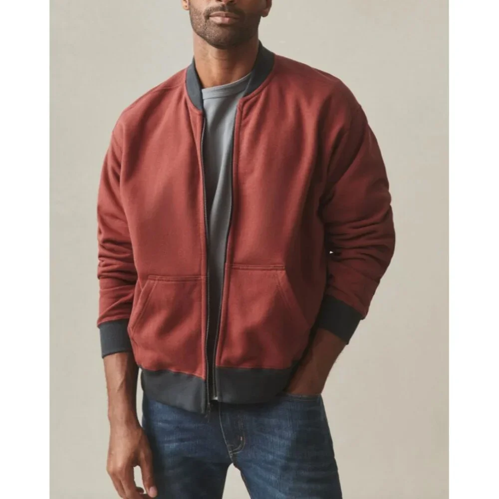 NEW American Giant Mens‎ XL Fleece Bomber Jacket Full Zip Up